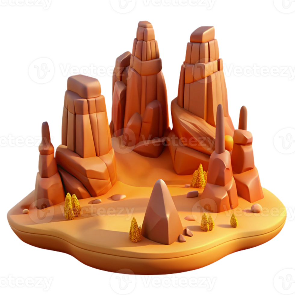impressive abstract stunning modern A desert landscape with towering rock formations, warm colors, dramatic lighting original detailed png