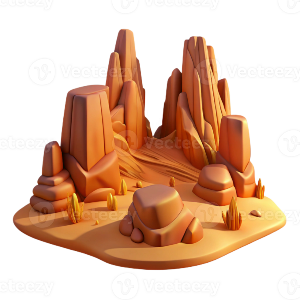 wonderful minimalist vibrant modern A desert landscape with towering rock formations, warm colors, dramatic lighting premium high resolution png