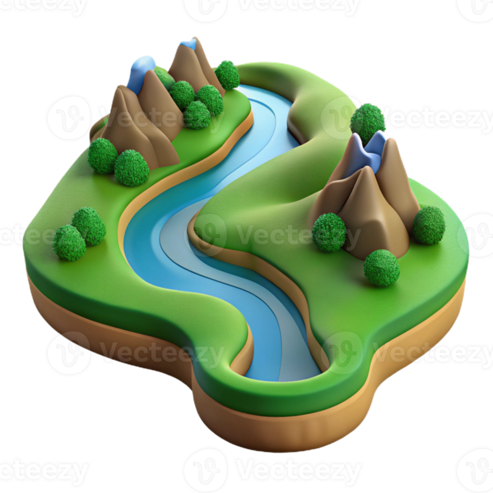 magnificent artistic wonderful artistic A winding river flowing through a valley, aerial view, picturesque landscape high resolution genuine png