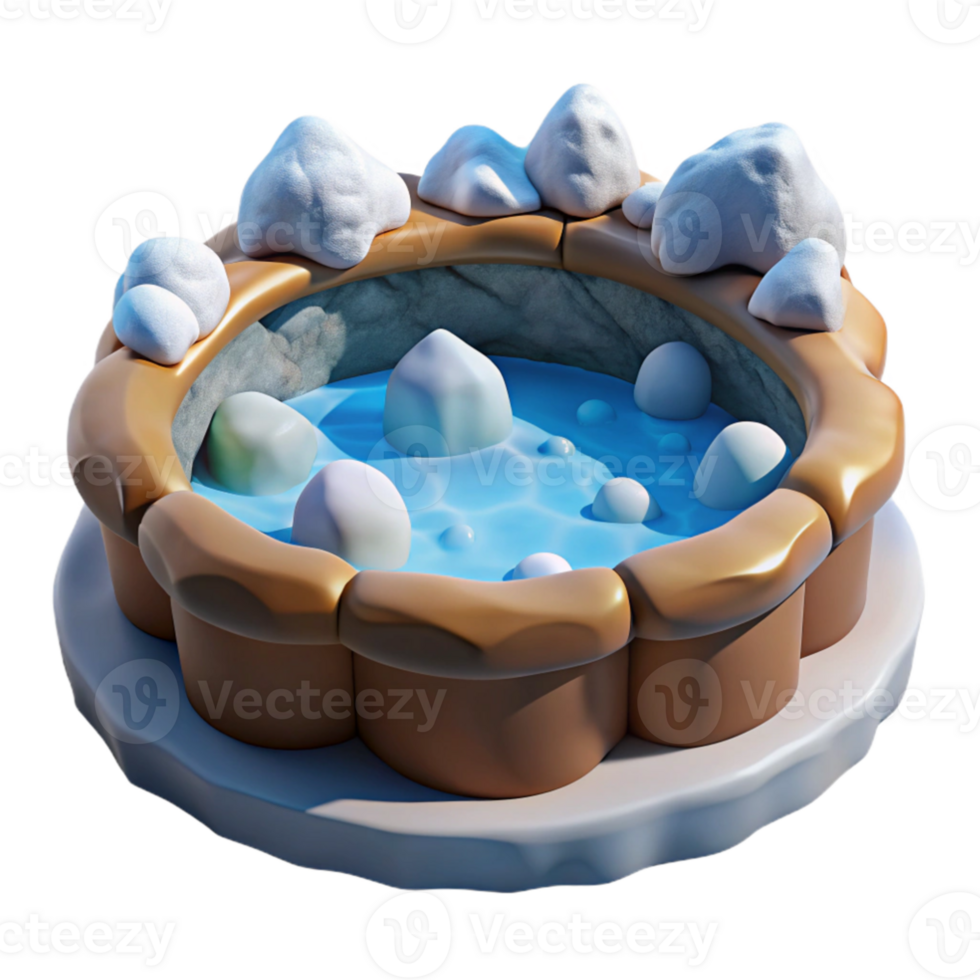 serene minimalist elegant artistic A bubbling hot spring surrounded by snow, contrasting colors, winter lighting premium exclusive png