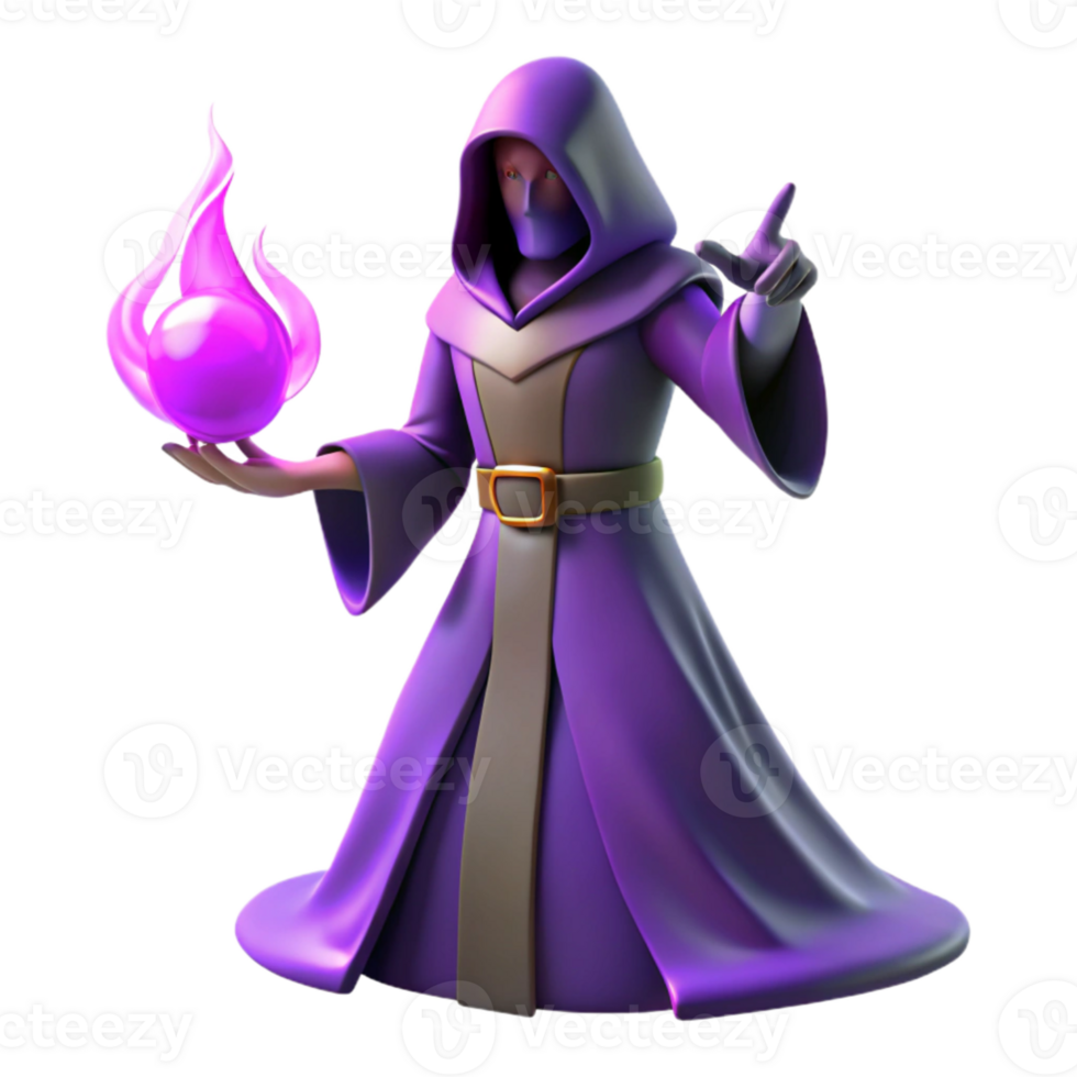 magnificent modern serene traditional A lone, cloaked sorcerer casting a vibrant purple rune spell in a dimly lit forest glade, dappled sunlight, Art Nouveau style premium genuine png