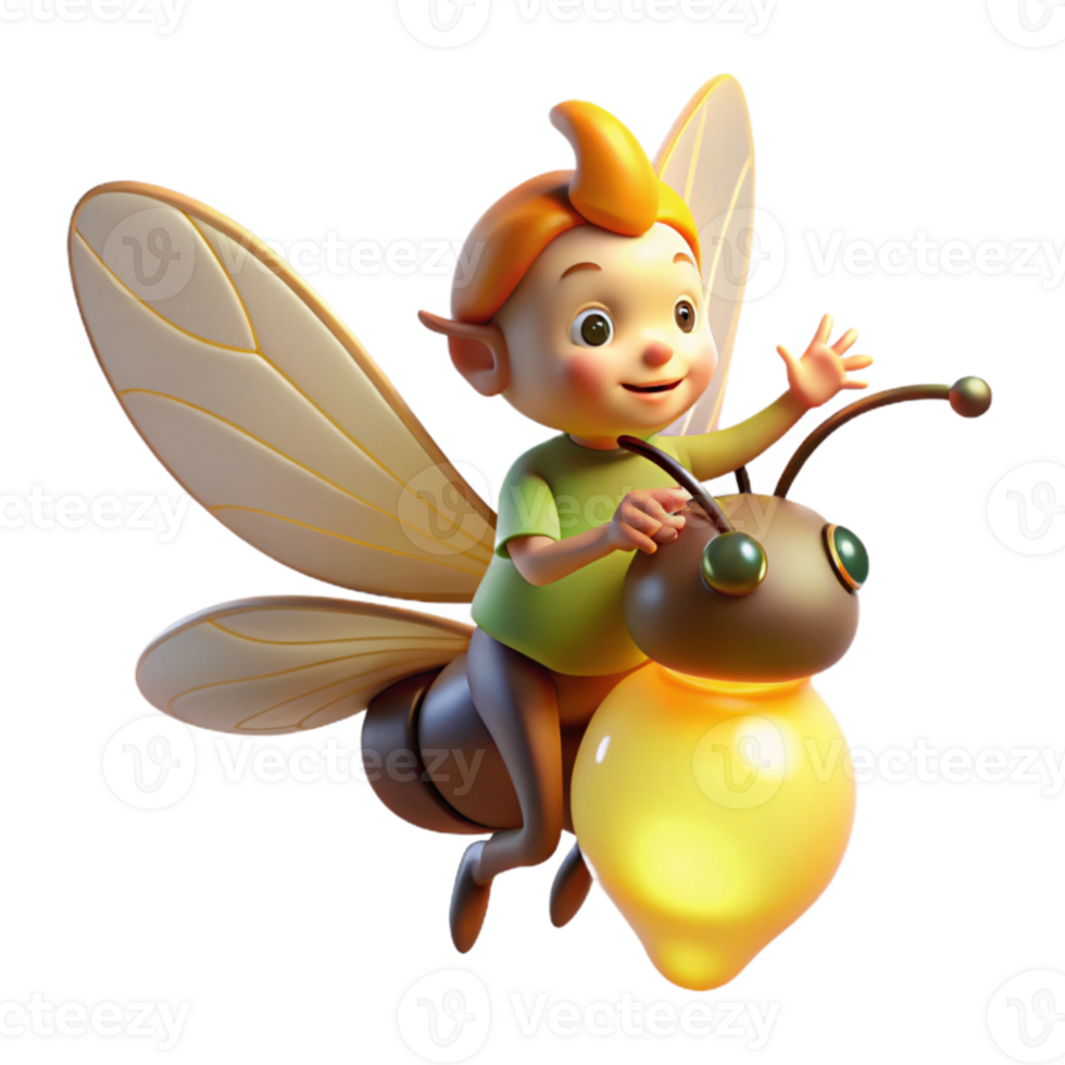 serene creative elegant abstract A mischievous pixie riding a giant firefly through a moonlit forest, soft, glowing light, whimsical style high resolution original png
