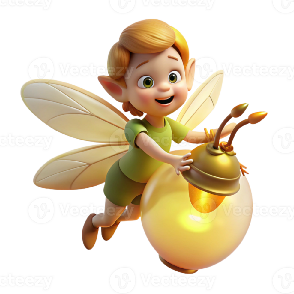 beautiful rustic wonderful creative A mischievous pixie riding a giant firefly through a moonlit forest, soft, glowing light, whimsical style detailed high quality png