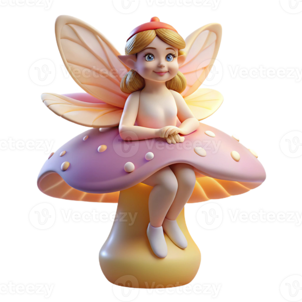 serene creative stunning minimalist A delicate fairy resting on a giant mushroom, soft, glowing light, Art Nouveau style 4K 4K png