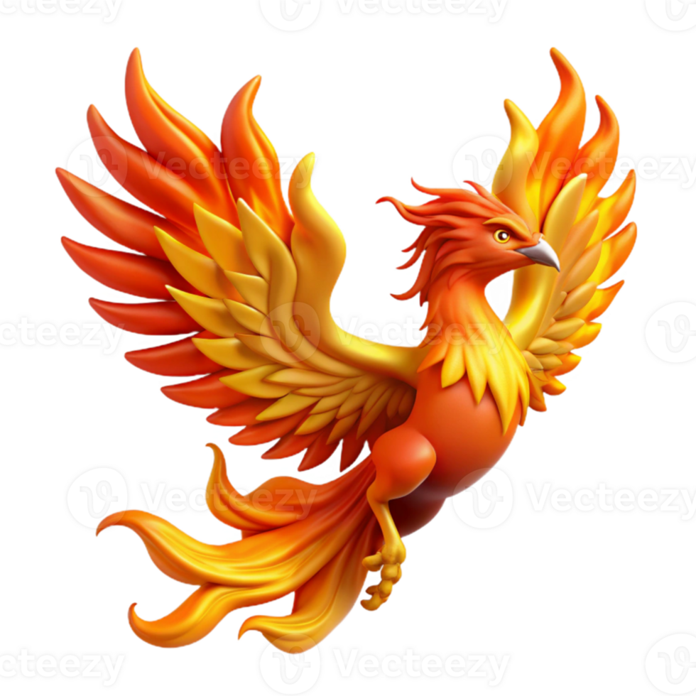 impressive creative serene artistic A majestic phoenix rising from flames, vibrant, fiery light, fantasy art style original detailed png