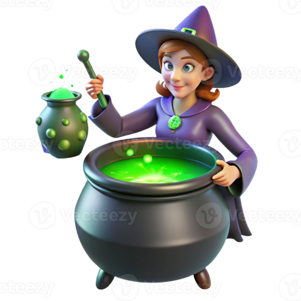 stunning abstract impressive artistic A powerful witch brewing a potion in a bubbling cauldron, green, flickering light, fantasy art style exclusive exclusive png