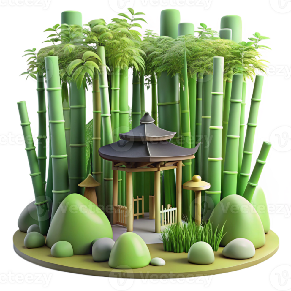 serene traditional stunning rustic A bamboo forest with hidden zen gardens and minimalist pavilions, soft green light, tranquil, photography, premium high quality png