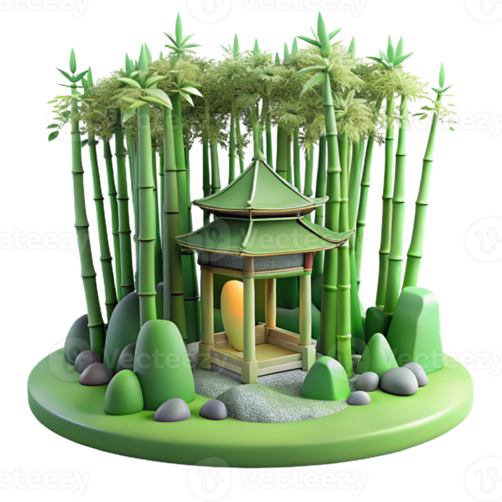 wonderful traditional serene classic A bamboo forest with hidden zen gardens and minimalist pavilions, soft green light, tranquil, photography, 4K original png