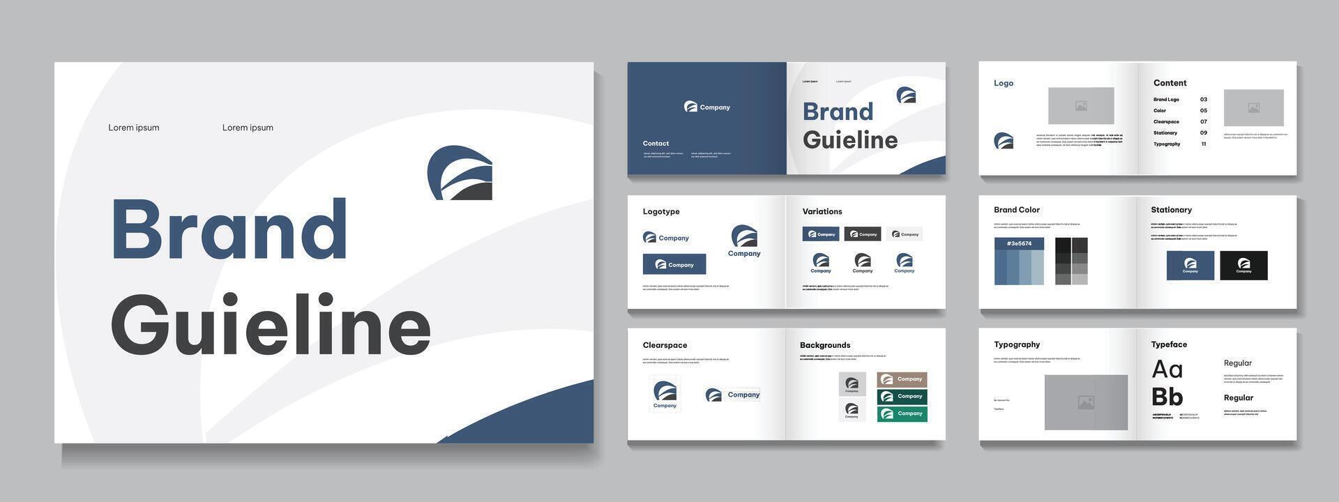 Brand Guideline Template, Landscape guideline layout brand guidelines presentation template vector