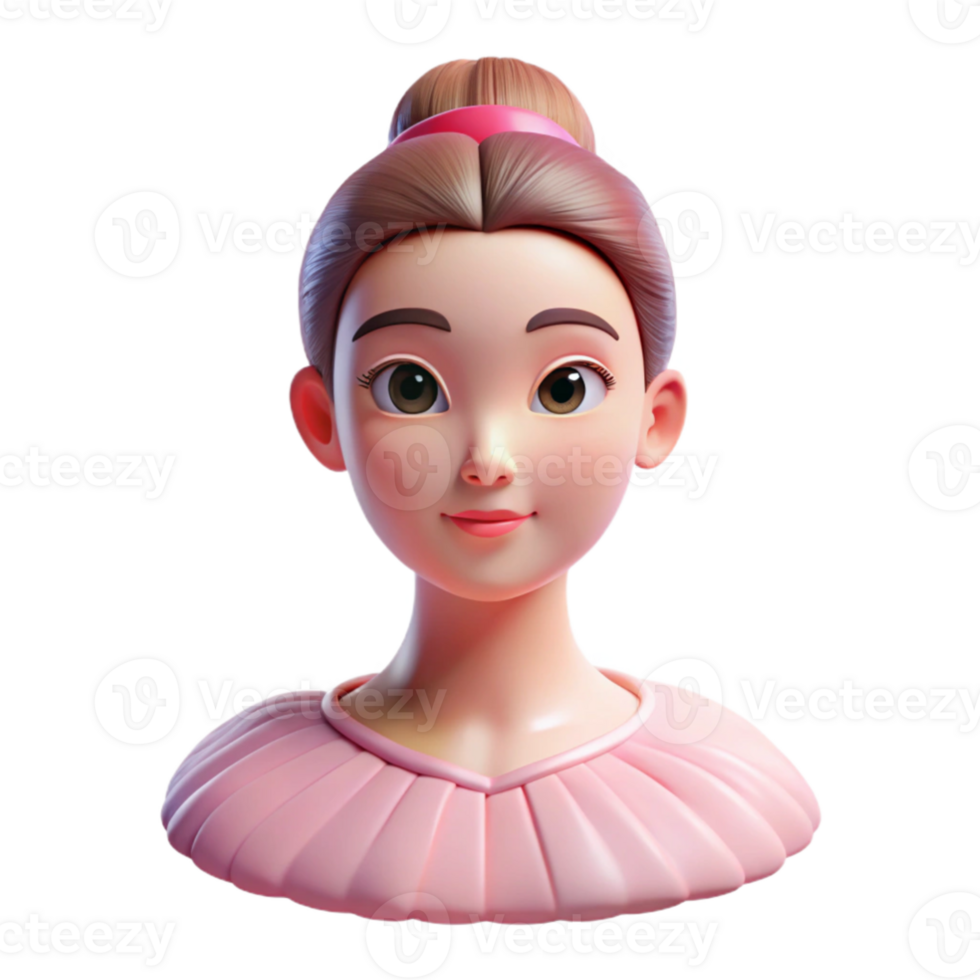 serene artistic Portrait of a graceful ballerina with a delicate pink tutu, tied up hair, and a serene expression, lit by soft, theatrical spotlight, Impressionist style exclusive png