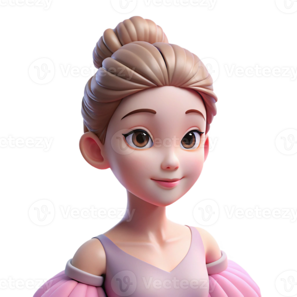 vibrant classic Portrait of a graceful ballerina with a delicate pink tutu, tied up hair, and a serene expression, lit by soft, theatrical spotlight, Impressionist style authentic png