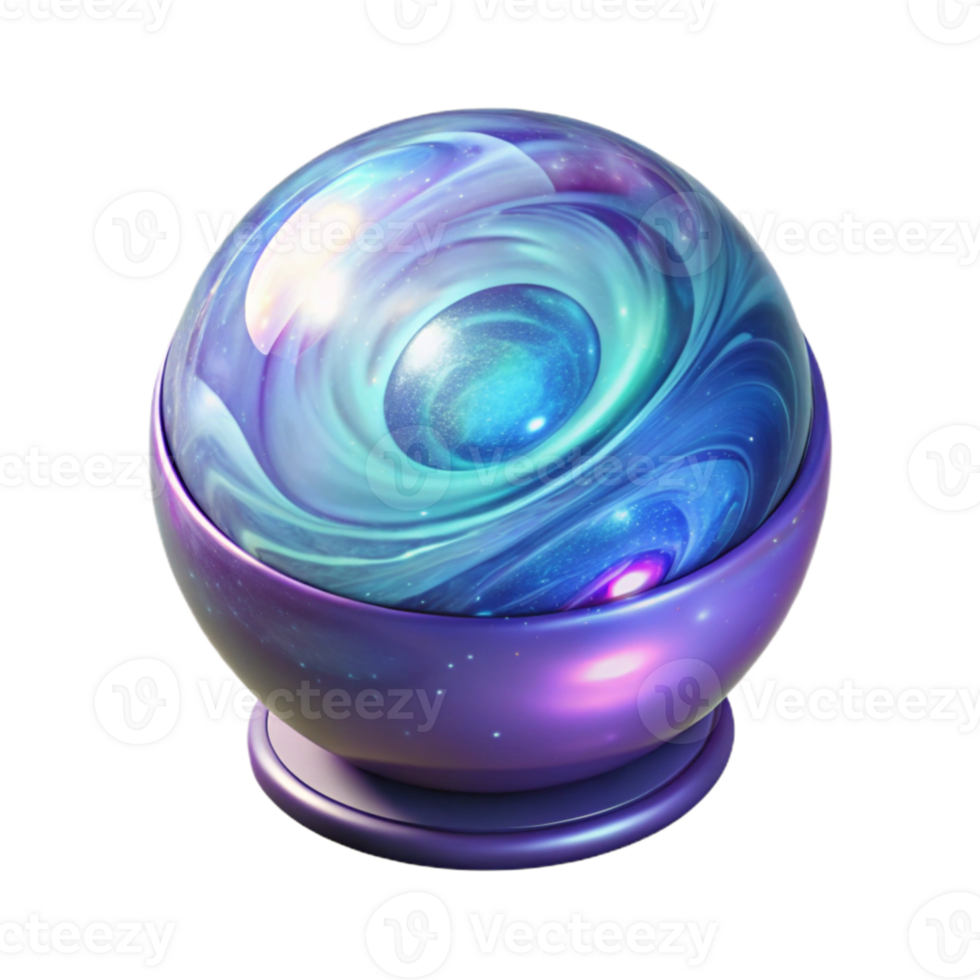 extraordinary vintage A holographic projection of a galaxy swirling within a crystal orb, abstract style, glowing lighting, mystical, genuine png