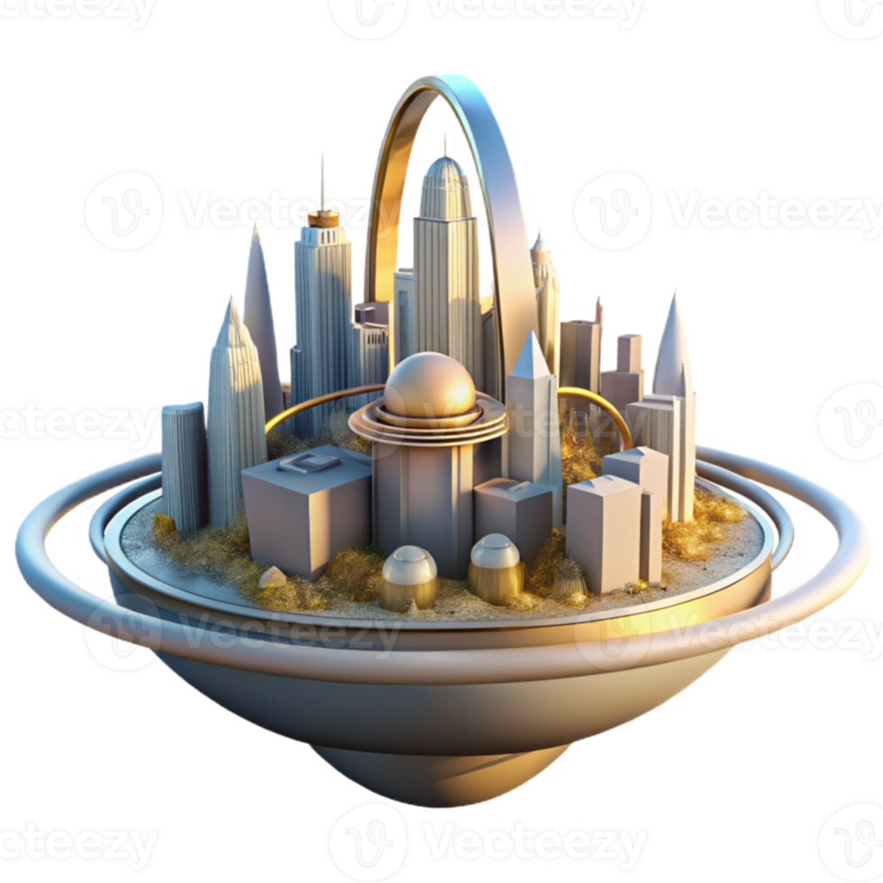 vibrant abstract A futuristic city built on the rings of Saturn, digital art, panoramic view, golden hour lighting, majestic, original png