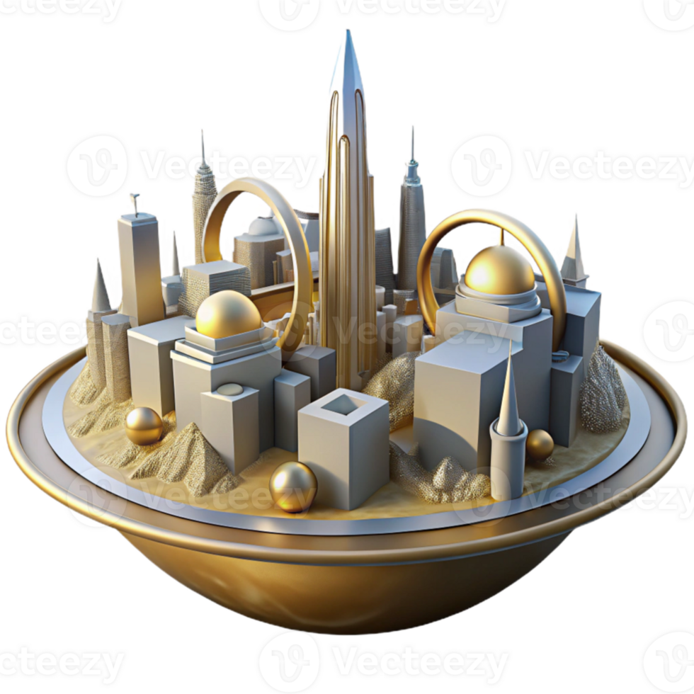 stunning modern A futuristic city built on the rings of Saturn, digital art, panoramic view, golden hour lighting, majestic, high resolution png