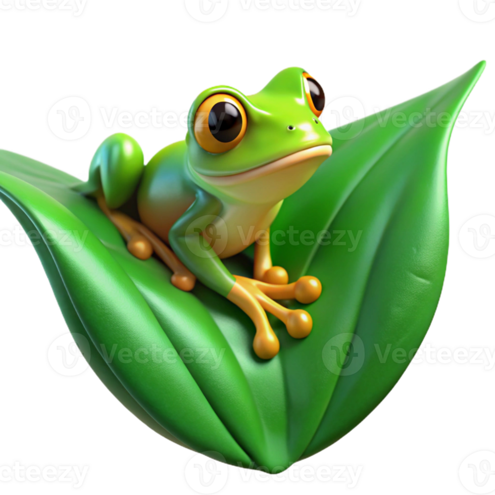 wonderful rustic A tiny tree frog clinging to a vibrant green leaf, macro photography with shallow depth of field, hyperrealistic style detailed png