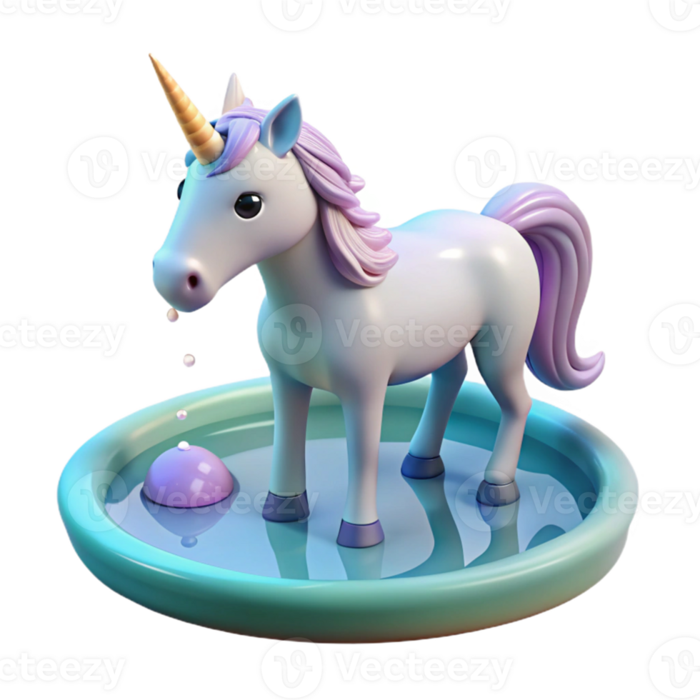 beautiful vintage A serene unicorn drinking from a crystal clear pond in a magical forest, dreamlike style, dappled lighting professional png