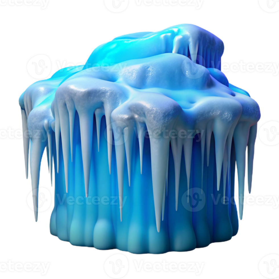 vibrant modern A frozen waterfall with icicles hanging down, bathed in the cool blue light of winter. Photorealistic, icy color palette authentic png