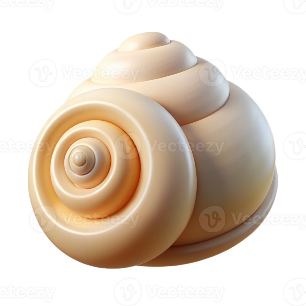 dramatic minimalist A spiral shell resting on smooth, white sand, illuminated by soft, ambient light, photorealistic style premium png