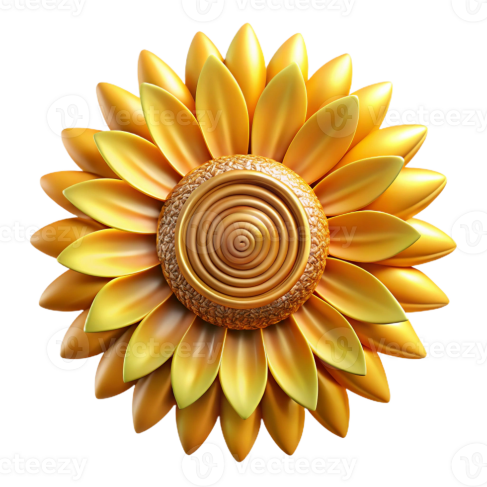elegant creative A close up of a sunflower's center, intricate patterns and golden spirals, warm, golden lighting, abstract style high resolution png