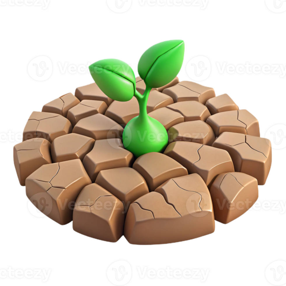 magnificent creative A cracked desert floor, a single green sprout emerging, harsh midday sun, photorealistic style professional png