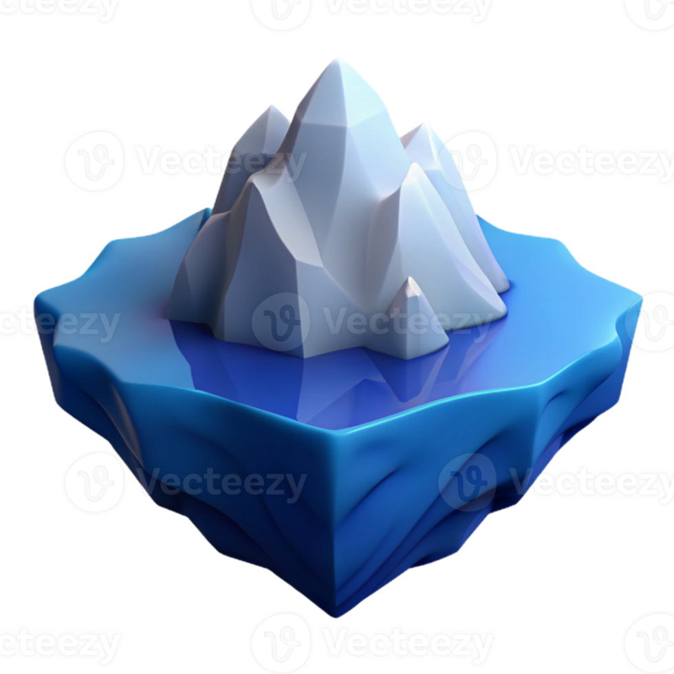 dramatic modern An iceberg floating in a calm, dark blue ocean, subtle reflections, minimalist style original png