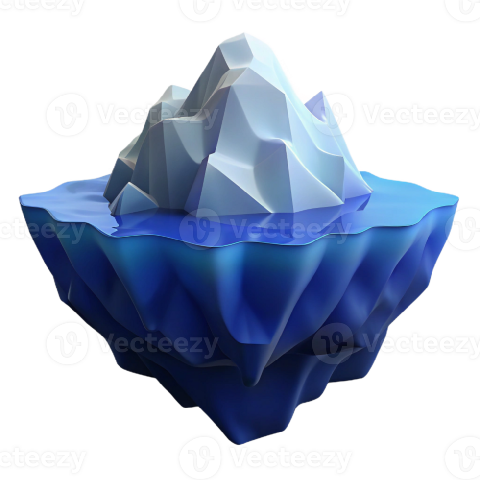 dramatic artistic An iceberg floating in a calm, dark blue ocean, subtle reflections, minimalist style premium png
