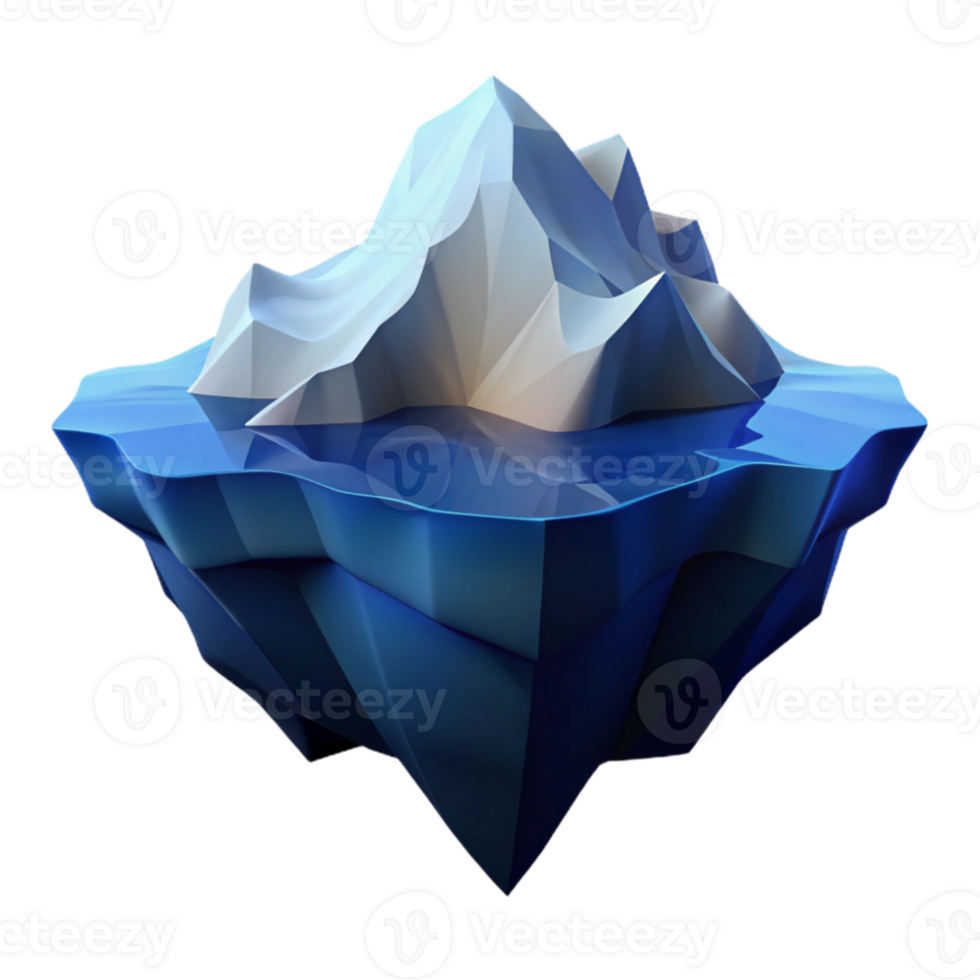 vibrant creative An iceberg floating in a calm, dark blue ocean, subtle reflections, minimalist style high resolution png
