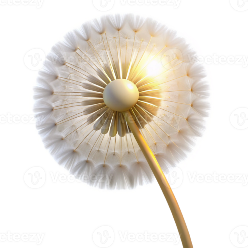 stunning abstract A dandelion seedhead, backlit by the sun, delicate seeds catching the light, macro photography detailed png