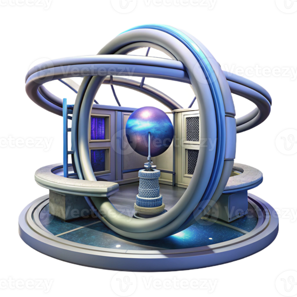 vibrant abstract A futuristic space station with rotating rings, starfield backdrop visible through windows, cinematic lighting, sci fi style, original png