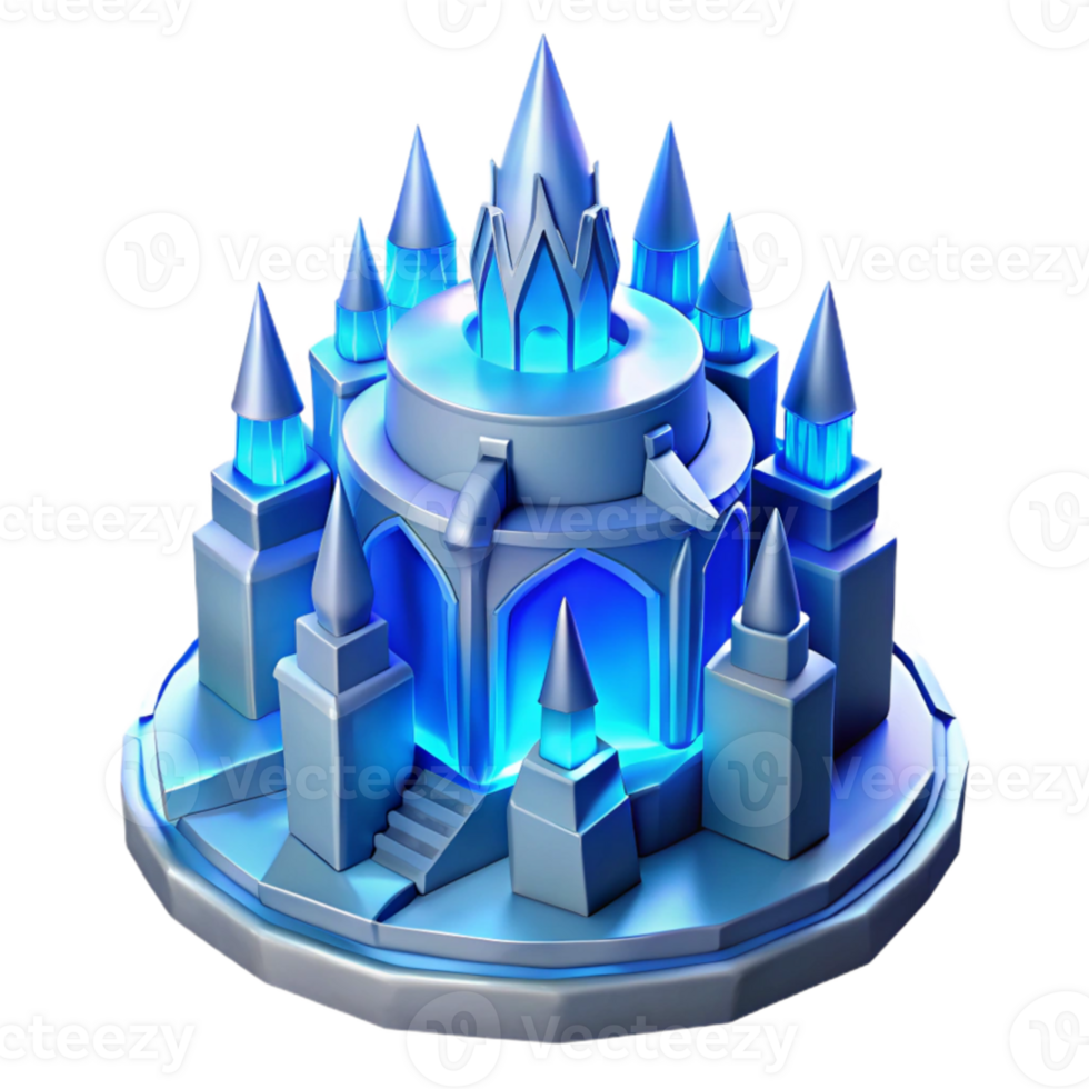 beautiful modern An intricate ice castle, glowing blue and white, ethereal, fantasy style, 4K png