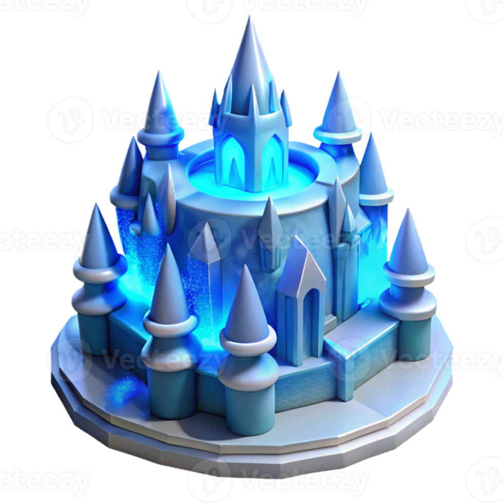 wonderful vintage An intricate ice castle, glowing blue and white, ethereal, fantasy style, authentic png