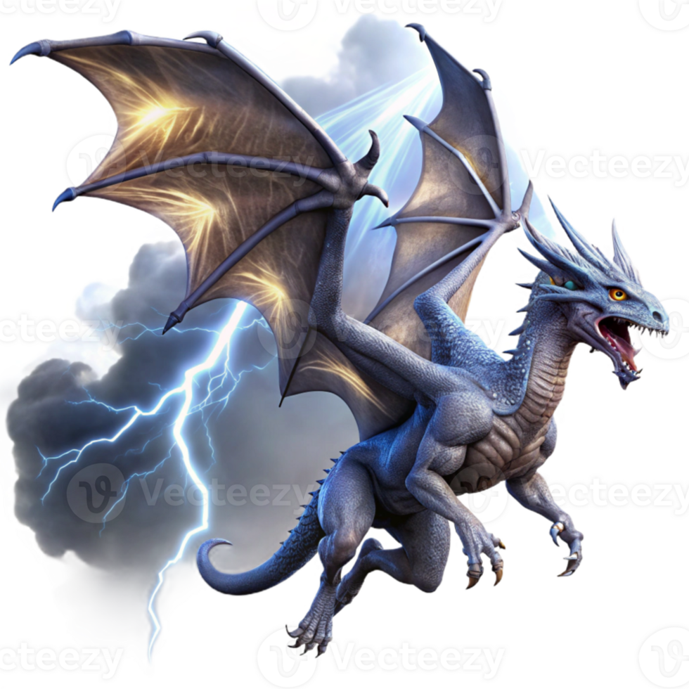 wonderful abstract A majestic dragon soaring through a storm filled sky, lightning illuminating its scales, dramatic lighting, fantasy art style high quality png