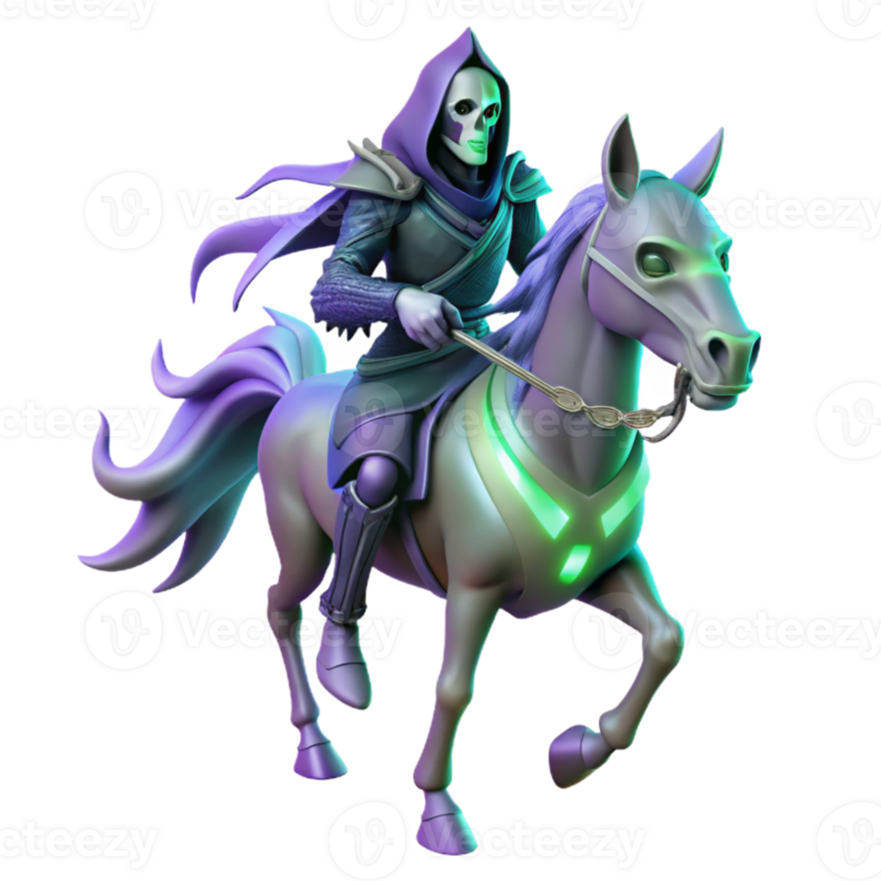 stunning creative A spectral knight riding a skeletal horse, ghostly lighting, dark fantasy style premium png