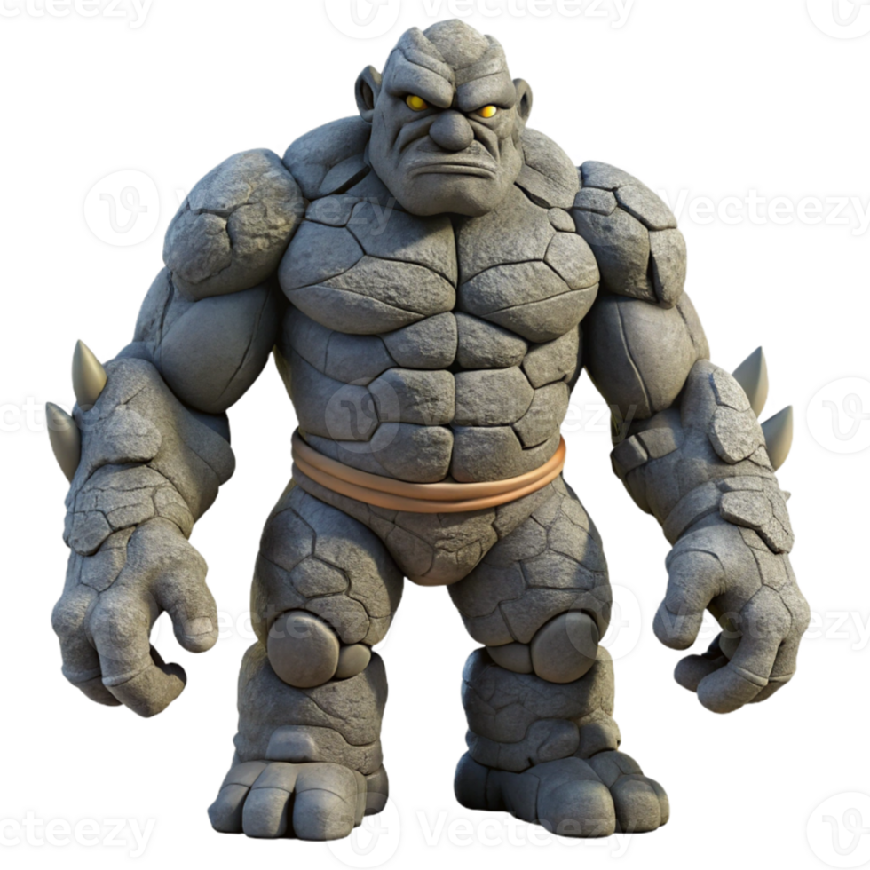 serene abstract A colossal golem made of stone standing guard over a ruined city, overcast lighting, epic scale high quality png