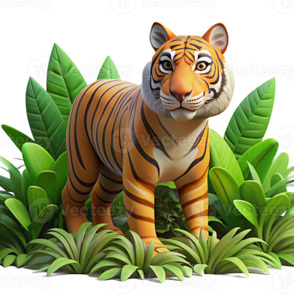 beautiful vintage A Bengal tiger stalking through dense jungle foliage, dappled lighting, hyperrealistic style, intense gaze detailed png
