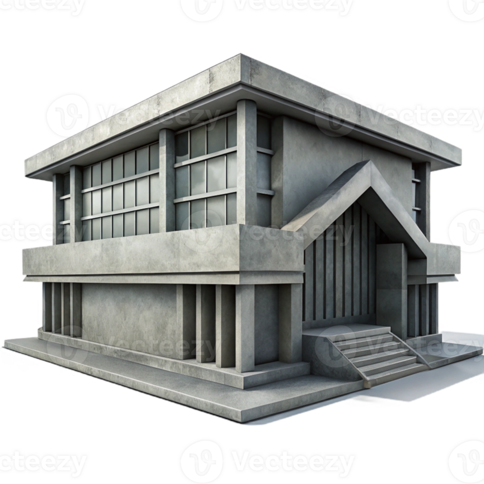 beautiful abstract Brutalism style concrete library, harsh shadows, overcast sky, monochrome, photorealistic, high resolution png