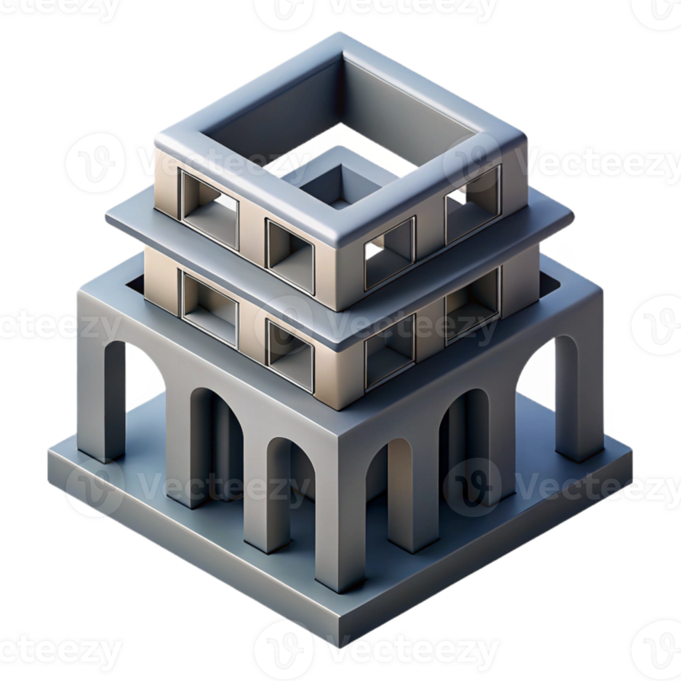 elegant creative Gravity-defying Escher-esque building, impossible geometry, high contrast, surreal, authentic png