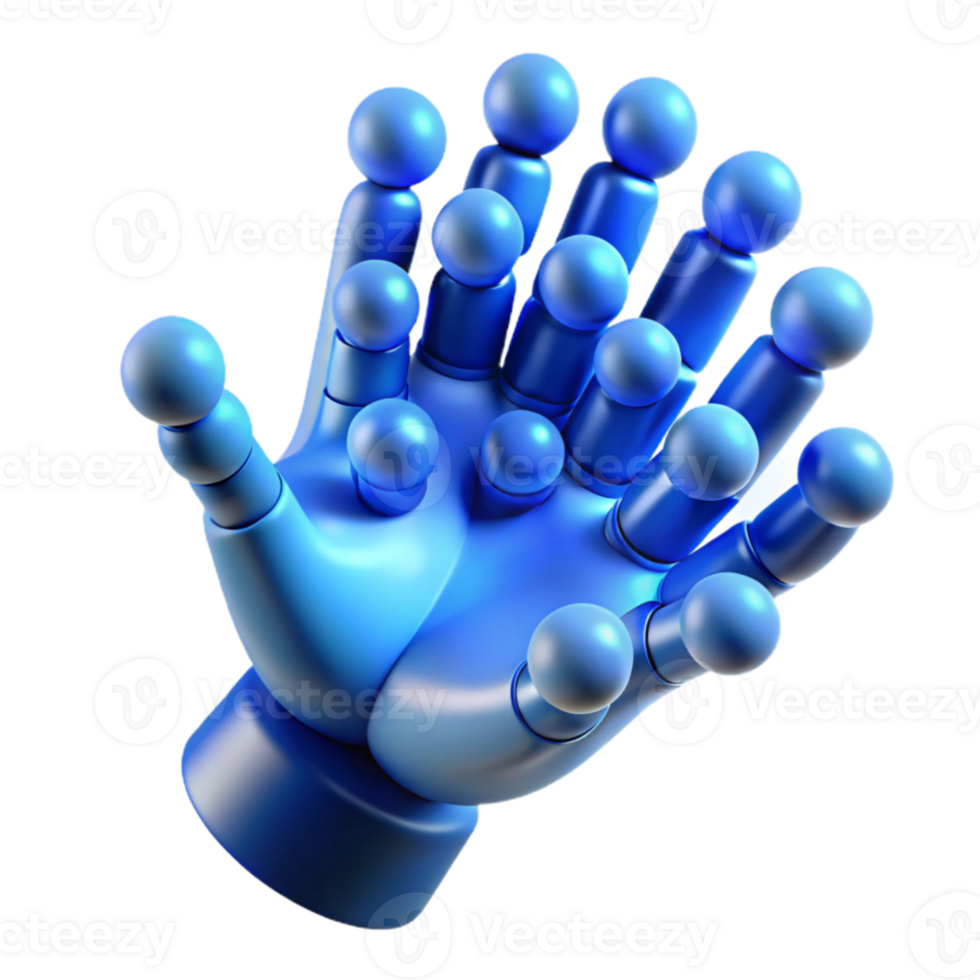 impressive abstract A swarm of nanobots forming the shape of a human hand reaching out, illuminated by a cool, clinical blue light premium png