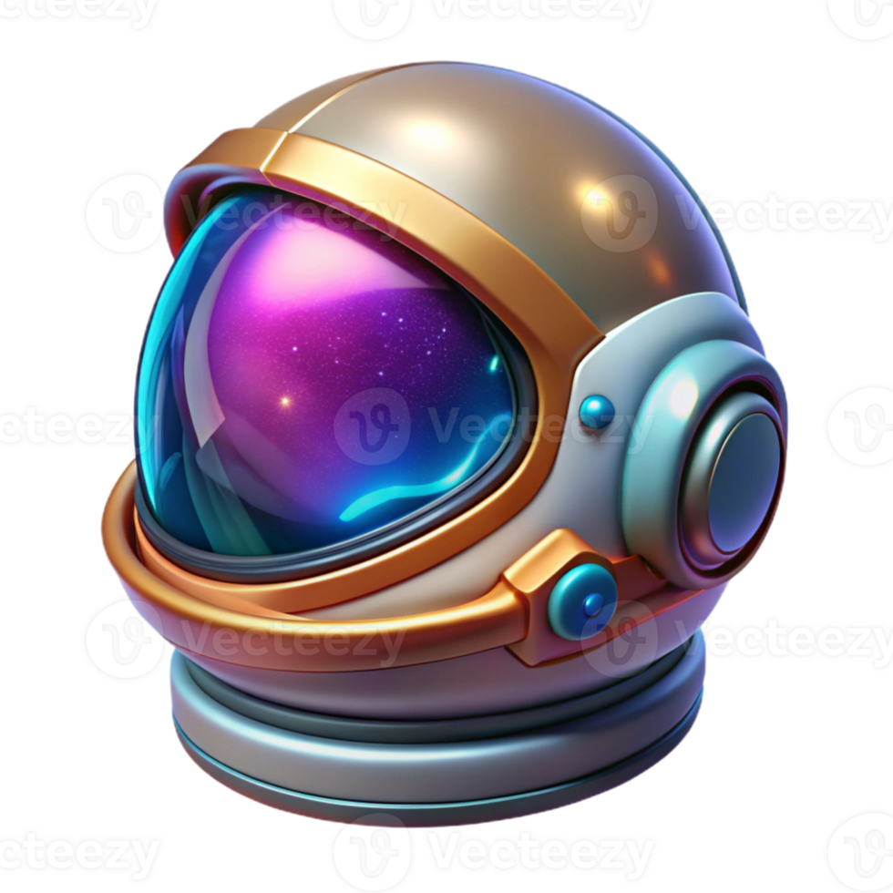 magnificent classic A futuristic astronaut helmet reflecting a nebula, vibrant colors and intricate details, lit from within original png