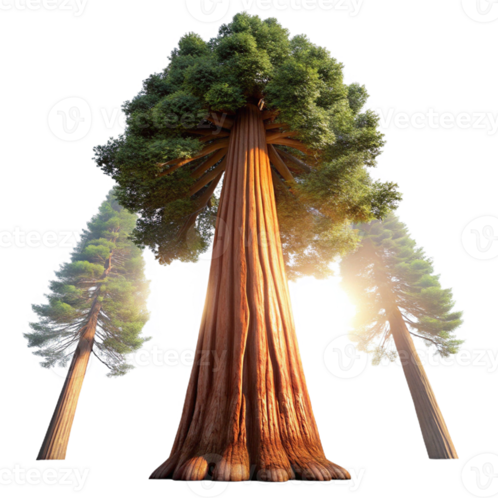 dramatic modern A giant sequoia tree reaching towards the sky, sunlight filtering through the branches, realistic detail, awe-inspiring scale, natural light professional png
