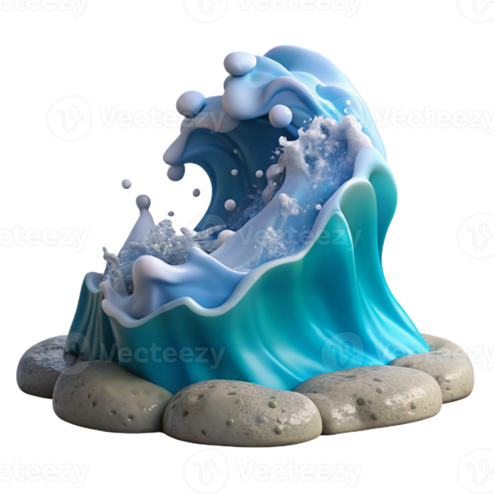 elegant creative A wave crashing on a rocky shore, dramatic splash, dynamic movement, realistic rendering, ocean spray, natural lighting exclusive png