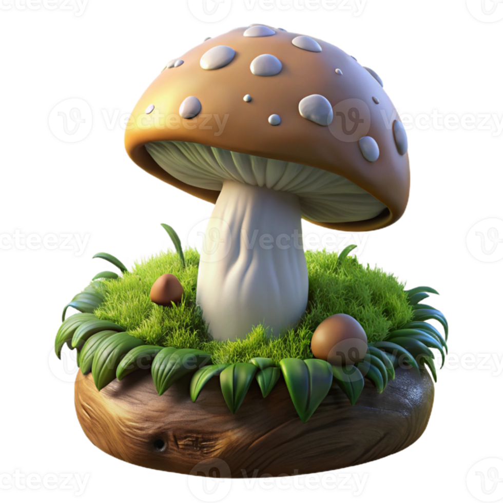 elegant contemporary A mushroom growing on a mossy log in a dark forest, intricate details, mysterious and enchanting, fantasy art style, low-key lighting high resolution png