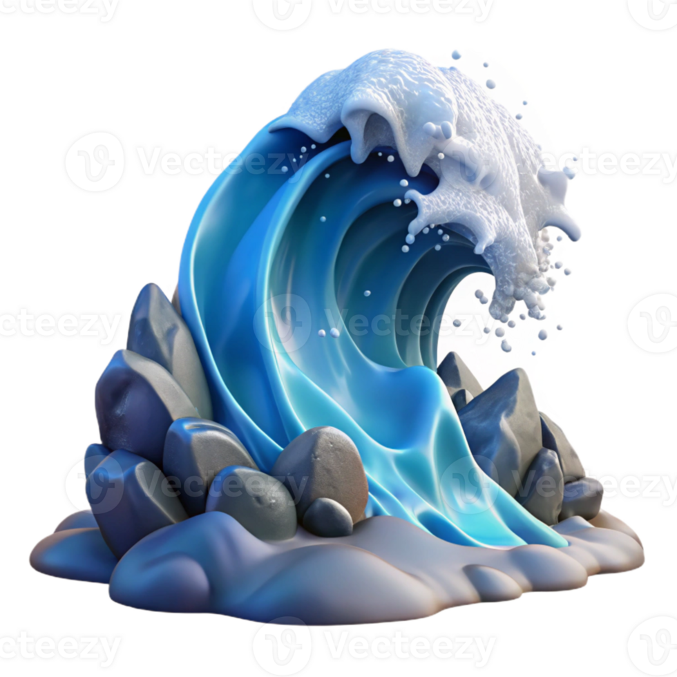 wonderful minimalist A wave crashing on a rocky shore, dramatic splash, dynamic movement, realistic rendering, ocean spray, natural lighting authentic png