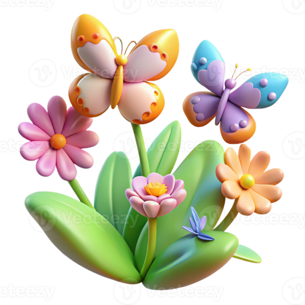 serene traditional A group of butterflies fluttering around a colorful flower garden, vibrant hues, whimsical and playful, illustrative style, soft lighting genuine png