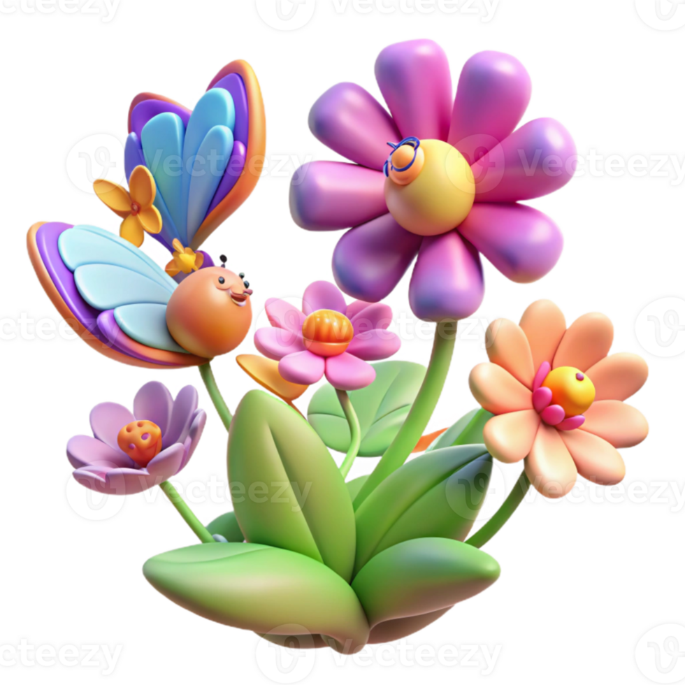 stunning contemporary A group of butterflies fluttering around a colorful flower garden, vibrant hues, whimsical and playful, illustrative style, soft lighting original png