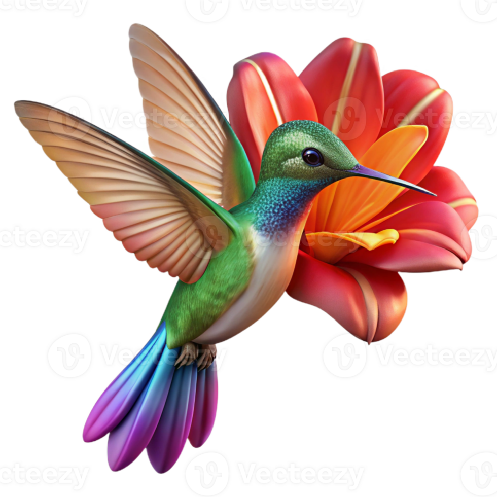 elegant rustic A hummingbird hovering in front of a flower, vibrant colors, motion blur, detailed feathers, natural lighting, macro photography detailed png