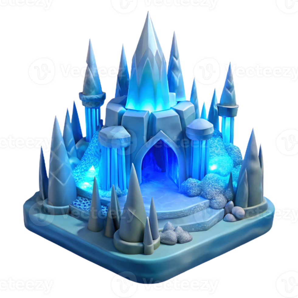 beautiful vintage An ice palace, intricate ice sculptures, glowing blue light, freezing cold environment, fantasy setting, genuine png