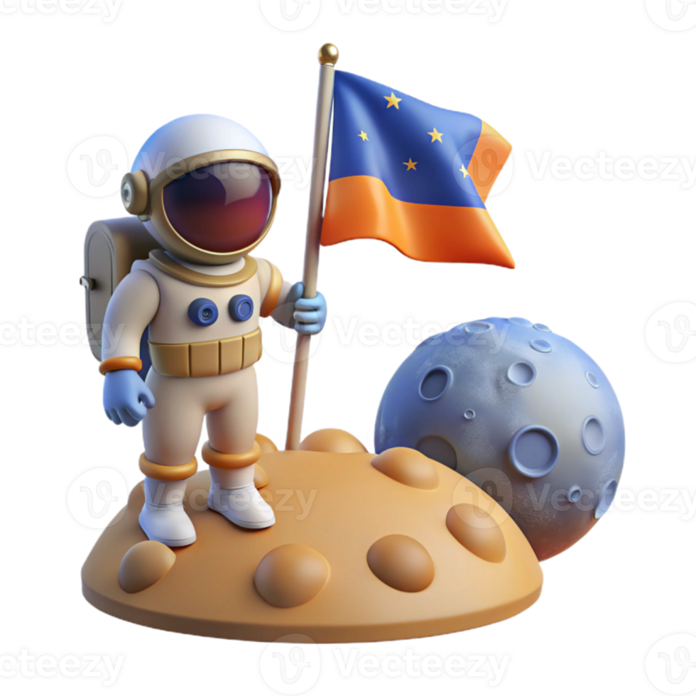 impressive rustic A lone astronaut, planting a flag on a newly discovered planet, with a breathtaking view of a binary star system. Realistic planetary surface. Bright, natural lighting.... png