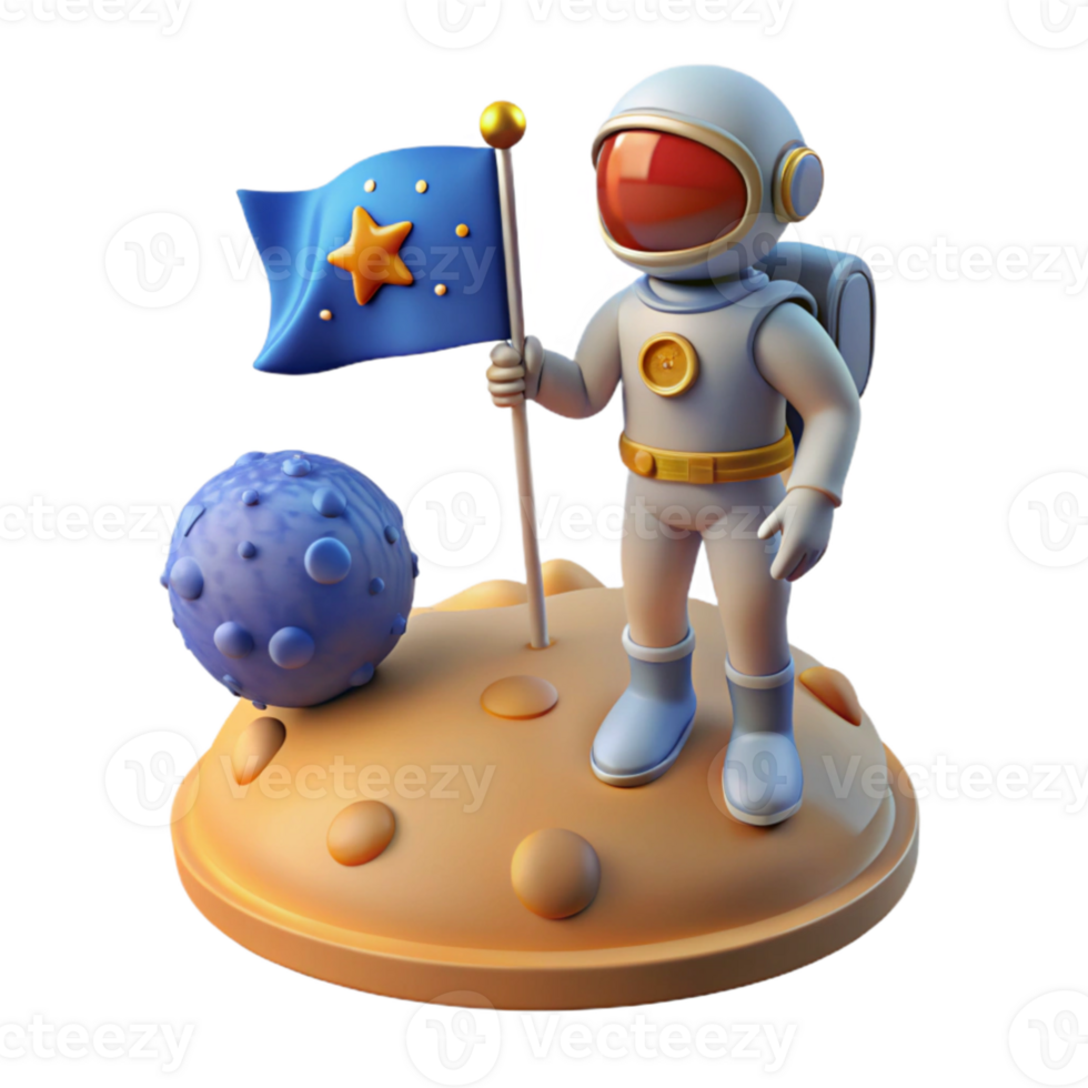 beautiful artistic A lone astronaut, planting a flag on a newly discovered planet, with a breathtaking view of a binary star system. Realistic planetary surface. Bright, natural lighting.... png