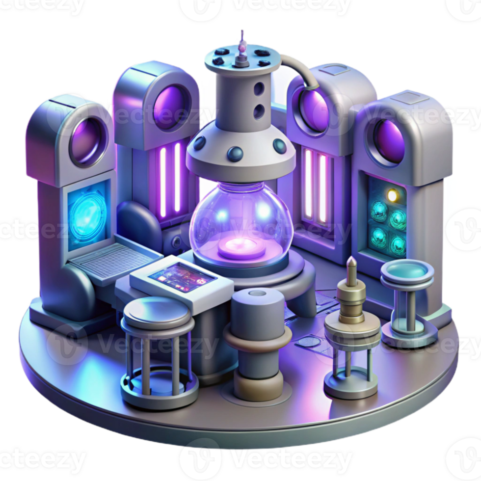 beautiful traditional A futuristic laboratory, filled with glowing screens and complex machinery, where scientists study a strange, alien organism. Detailed scientific equipment.... png